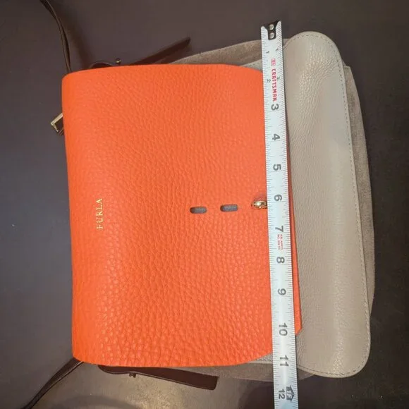 Furla Leather & Suede Hibiscus/Stucco Shoulder Bag - Picture 8 of 11